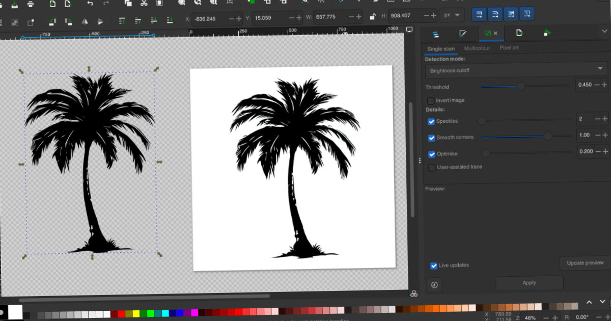Using Inkscape Auto Trace to make SVG's