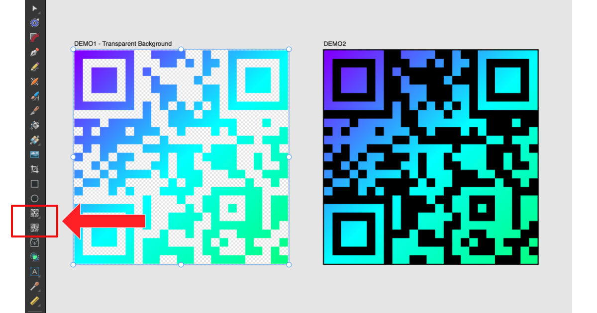 QR Codes generated with Affinity Photo