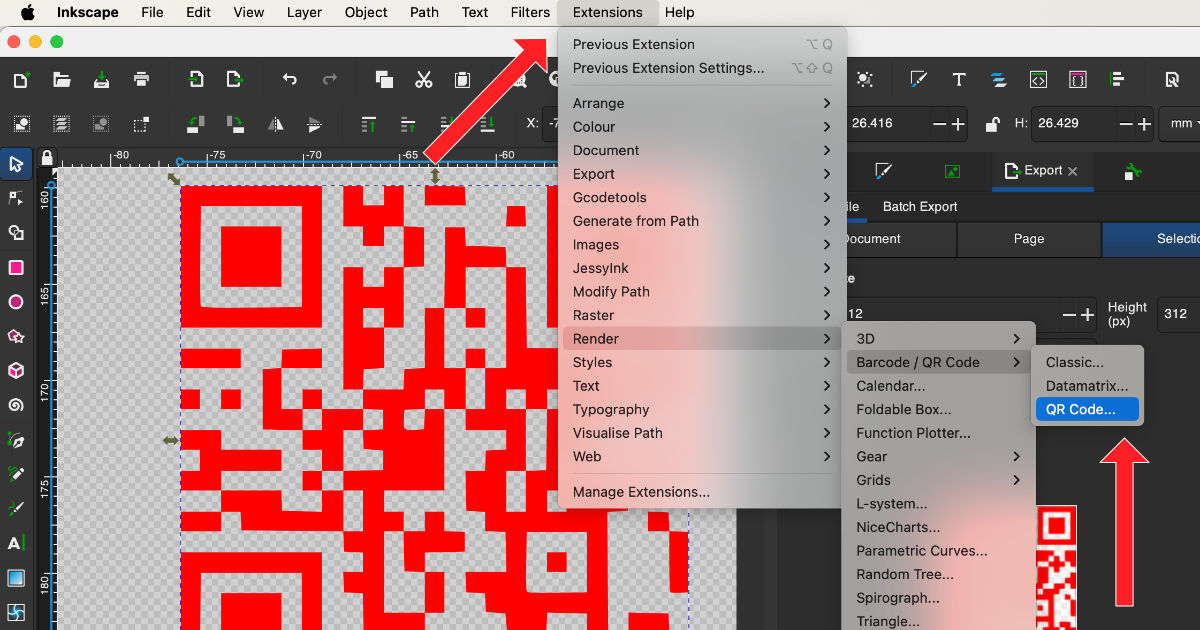 Making Static QR Codes with Inkscape