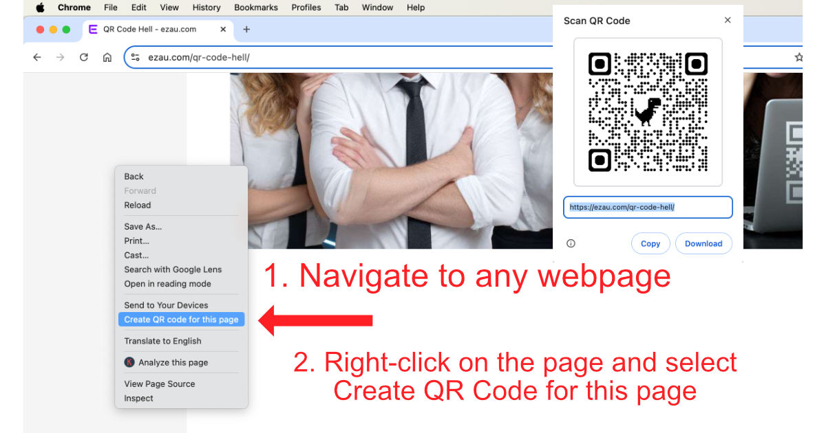 Making a Static QR Code with Google Chrome