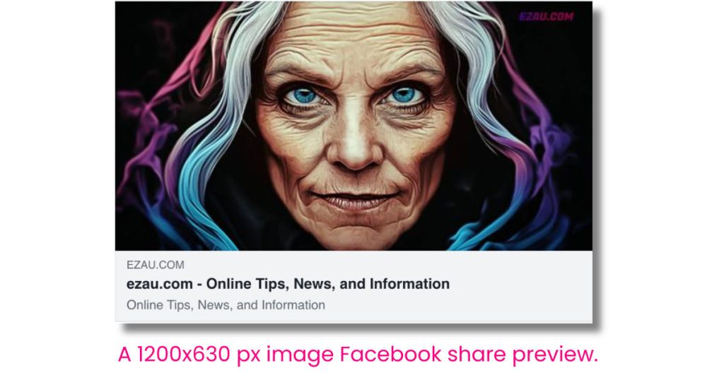 Example of how a 1200x630 px image shared on Facebook